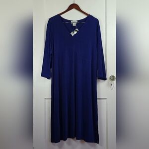 NWT Carolyn Strauss Shimmery Royal Blue Swing Dress Plus 2X